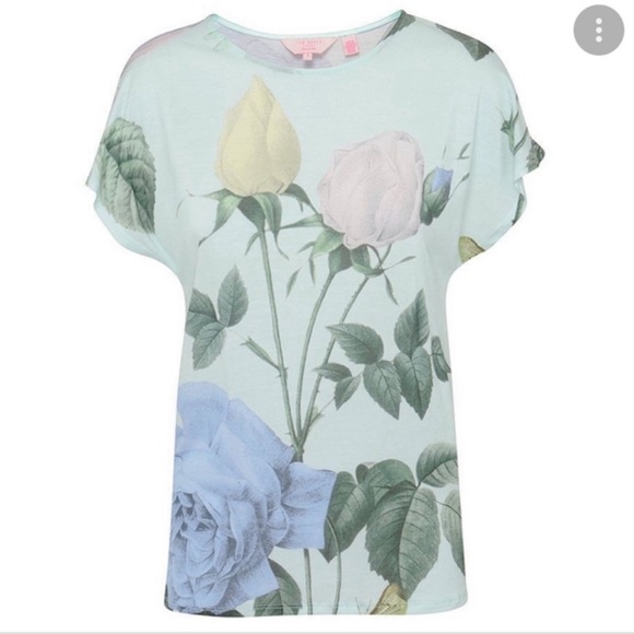 Ted Baker T-Shirt Marlana Distinguishing Rose Pattern size 2 - Picture 1 of 8